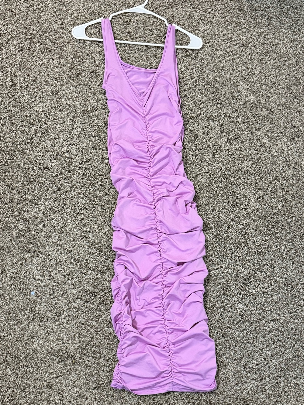 Baddie Ruched Maxi Dress in Purple Like New